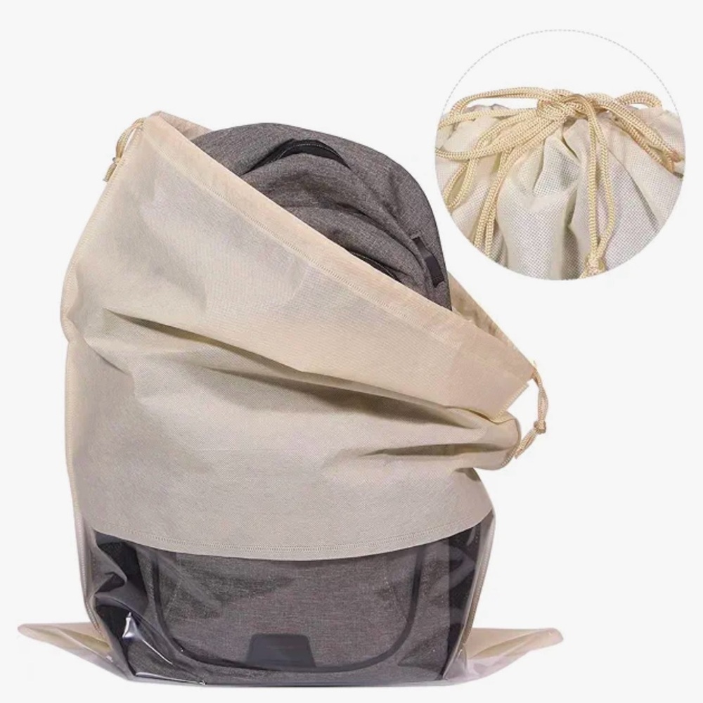 4 Pack Jumbo Dustproof Drawstring Bags Dust Covers creme color